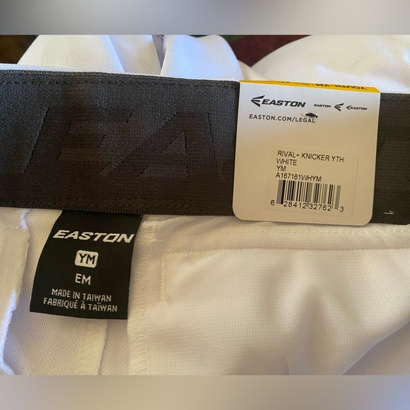 Easton Youth Rival + Knicker White Baseball Pants Size Youth Medium 25”-27” - Picture 3 of 4